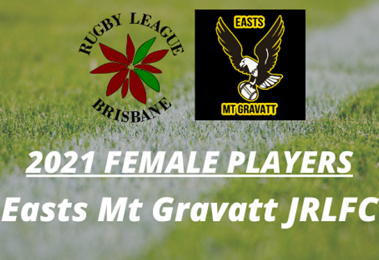 2021 FEMALE PLAYERS – Easts Mt Gravatt JRLFC