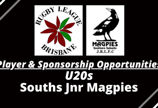 U20s PLAYER & SPONSORSHIP OPPORTUNITIES – Souths Jnr Magpies