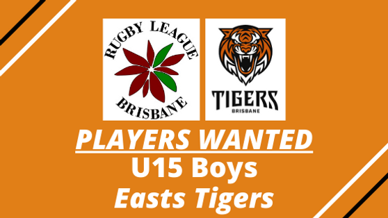 PLAYERS WANTED – U15 Boys – Easts Tigers